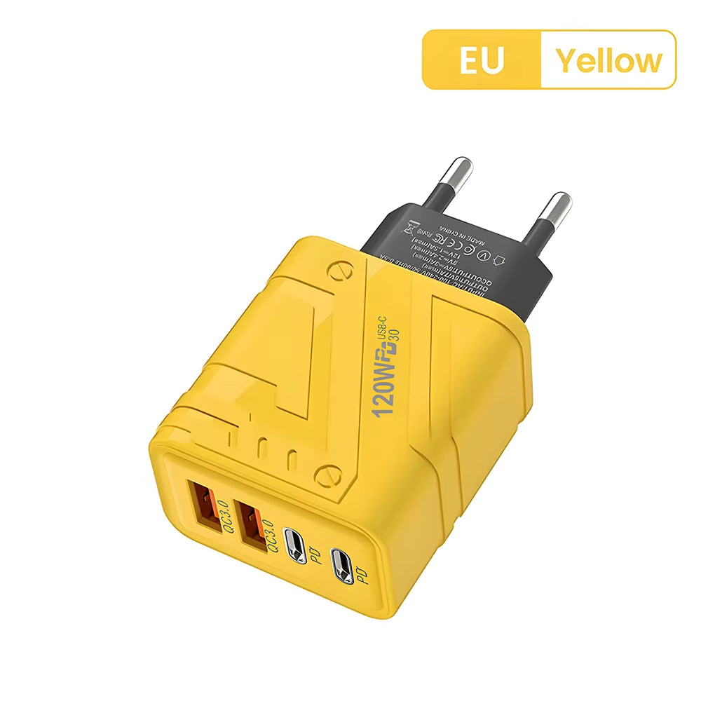 4 Ports USB C PD Charger Quick Charge 3.0 Type C USB Phone Chargers Fast Charging Adapter for Iphone 15 14 Samsung Xiaomi Huawei