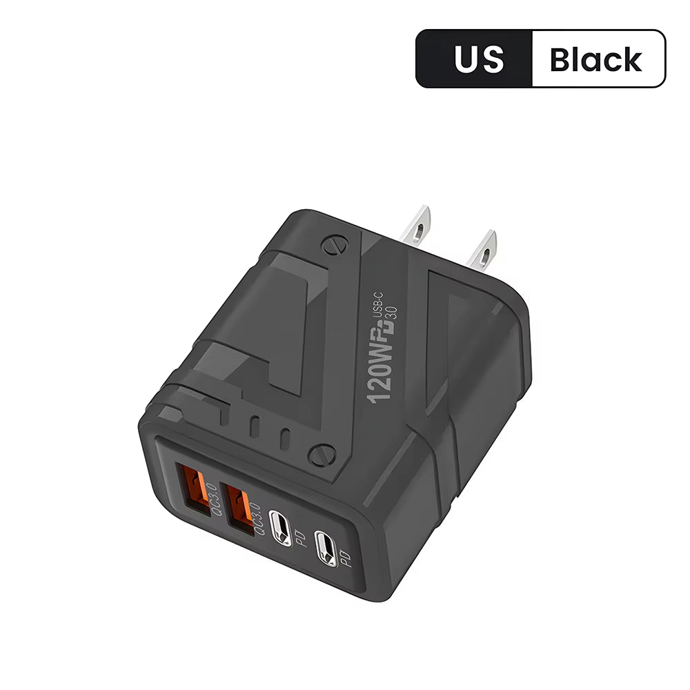 4 Ports USB C PD Charger Quick Charge 3.0 Type C USB Phone Chargers Fast Charging Adapter for Iphone 15 14 Samsung Xiaomi Huawei