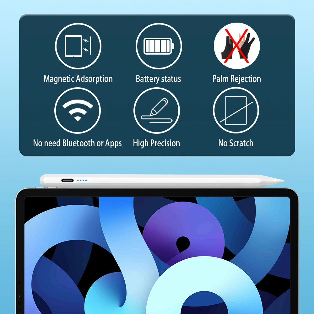 Stylus Pen  Ipad Palm Rejection Power Display for Ipad Pencil Accessories 2022 2021 2020 2019 2018 Pro Air Mini Stylus