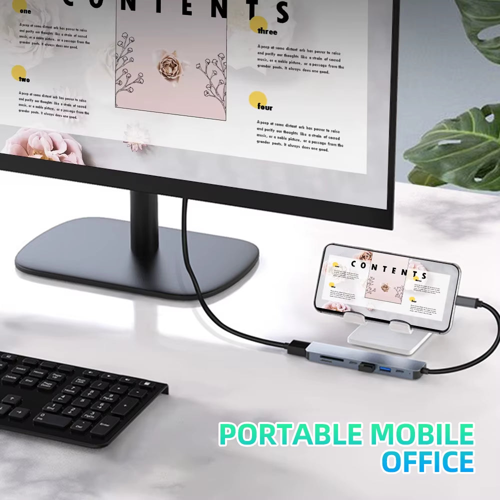 USB C Hub 4K 30Hz HDMI USB HUB PD 100W Multiport Adapter SD TF USB 3.0 2.0 Splitter Docking Station for Phone Macbook Computer