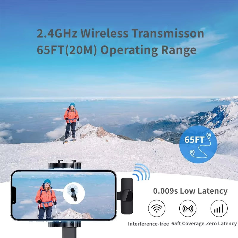 Wireless Microphone for Phone Pad Wireless Lavalier Microphone for Iphone Video Recording Live Streaming Mini MIC