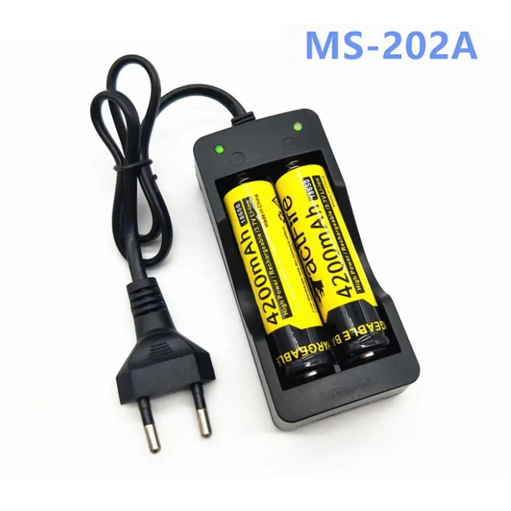18650 Battery Charger US/EU Plug 2 Slots Smart Charging Safety Fast Charge 18650 Li-Ion Rechargeable Battery Charger