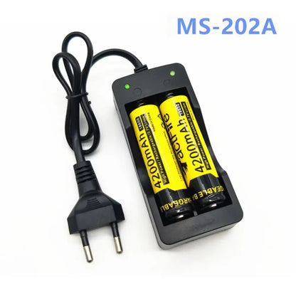 18650 Battery Charger US/EU Plug 2 Slots Smart Charging Safety Fast Charge 18650 Li-Ion Rechargeable Battery Charger