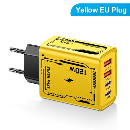 4 Ports USB C PD Charger Quick Charge 3.0 Type C USB Phone Chargers Fast Charging Adapter for Iphone 15 14 Samsung Xiaomi Huawei