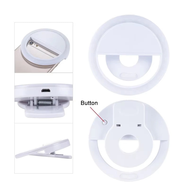 36 LED Portable Light Night Phone Flash Light Led Camera Clip-On Mobile Phone Selfie Ring Light Video Usb Charging for All Phone