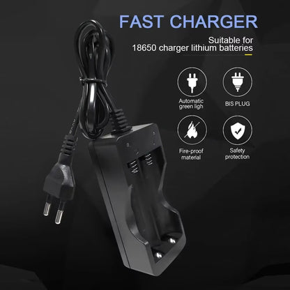 18650 Battery Charger US/EU Plug 2 Slots Smart Charging Safety Fast Charge 18650 Li-Ion Rechargeable Battery Charger
