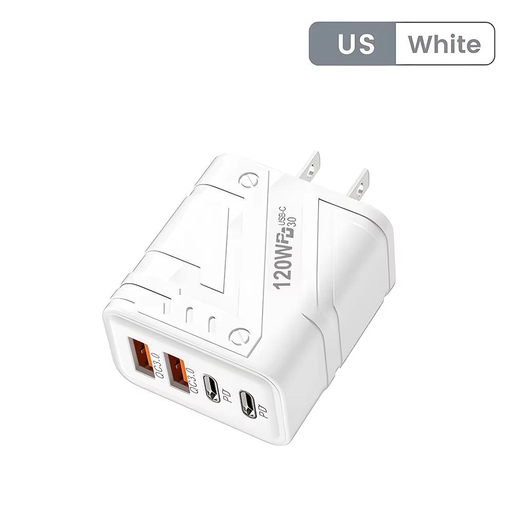4 Ports USB C PD Charger Quick Charge 3.0 Type C USB Phone Chargers Fast Charging Adapter for Iphone 15 14 Samsung Xiaomi Huawei
