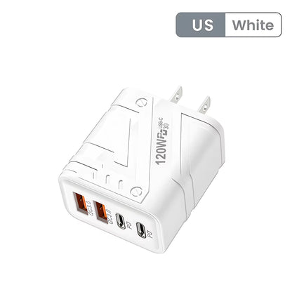 4 Ports USB C PD Charger Quick Charge 3.0 Type C USB Phone Chargers Fast Charging Adapter for Iphone 15 14 Samsung Xiaomi Huawei